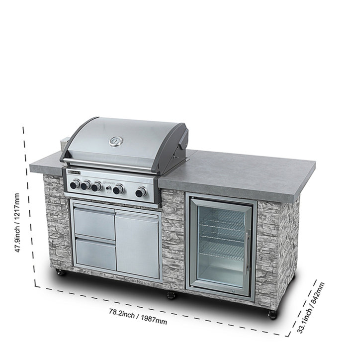 Prokan Pro Elite 78" 4Piece 5Burner Liquid Propane BBQ Grill Islands & Reviews Wayfair